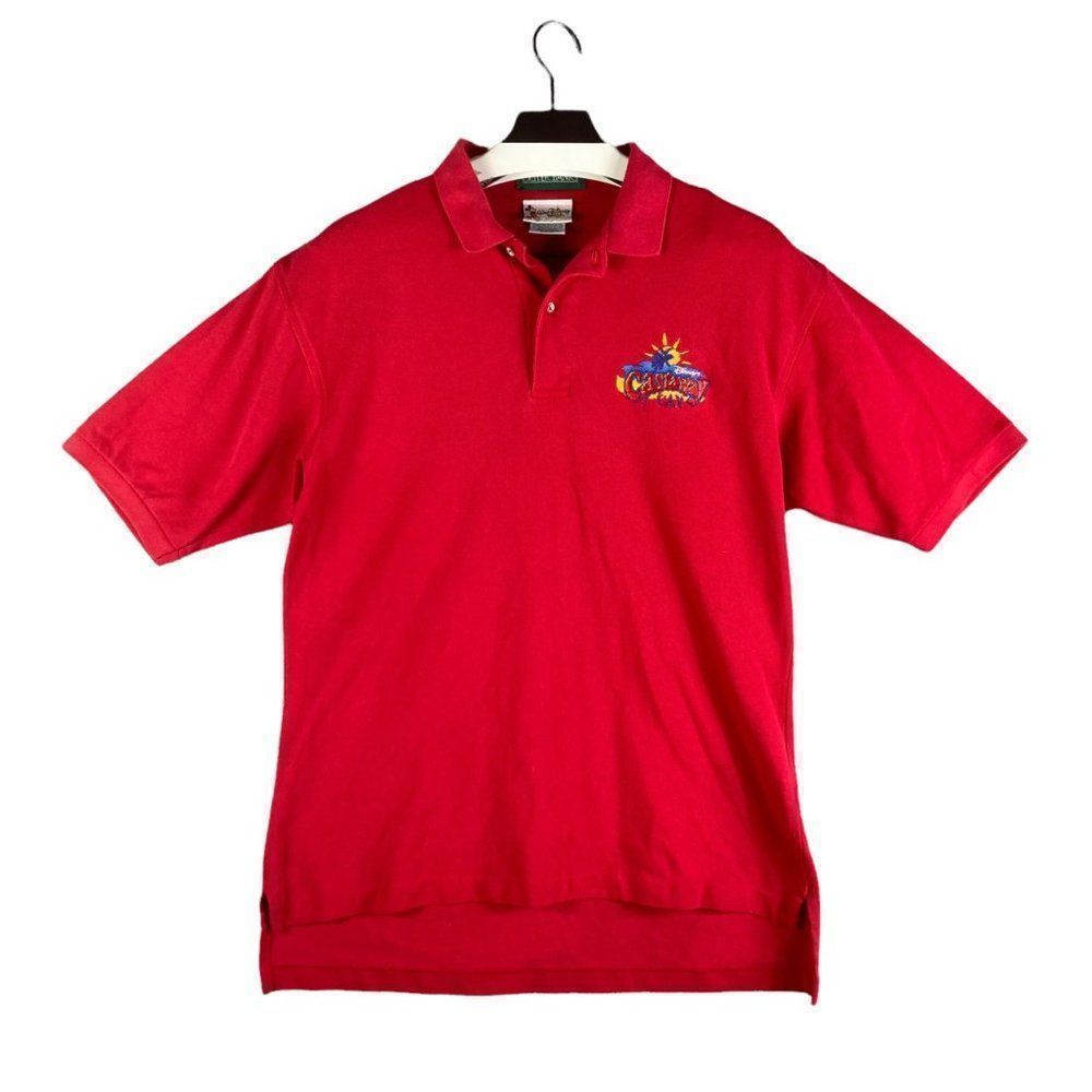 Disney Castaway Cay Vintage Cruise Line Polo Shirt Men's Size Medium Red Bahamas